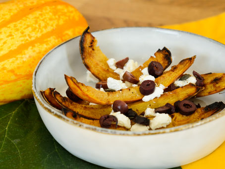 Courge rôtie à la feta et aux olives Kalamon