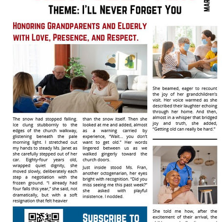 HONORING THE ELDERLY WITH LOVE: I'LL NEVER FORGET YOU