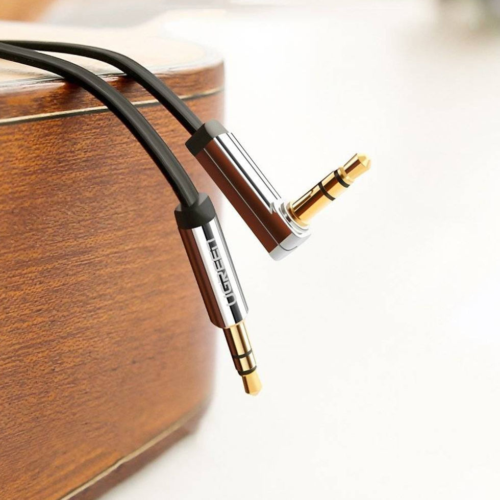 Thumbnail: UGREEN AV119 Right-angled 3.5mm Flat Aux Cable 2m - Black/Silver