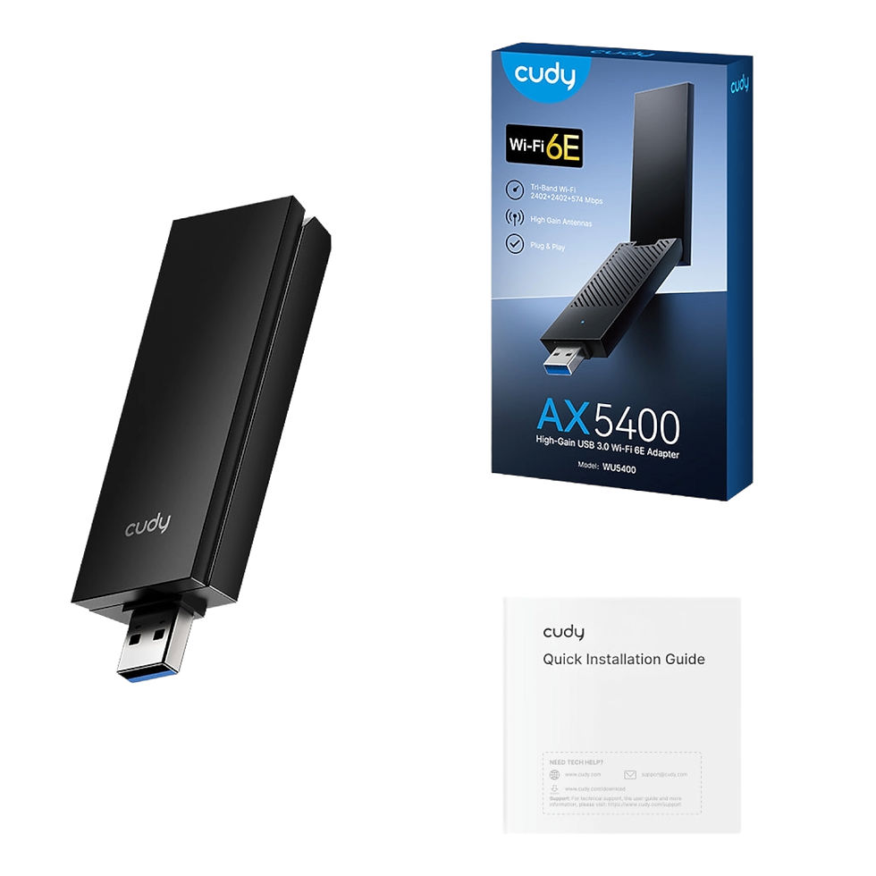 Thumbnail: Cudy AX5400 Wi-Fi 6E USB 3.0 Tri-Band High-Gain Adapter-Black