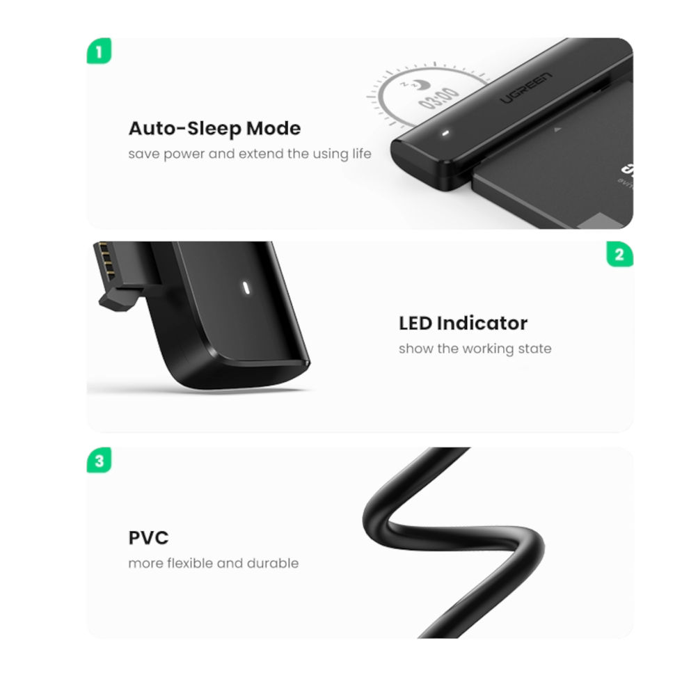 Thumbnail: UGREEN CM321 USB Type-C to 2.5" SATA HDD/SSD Converter Cable 5Gbps-Black