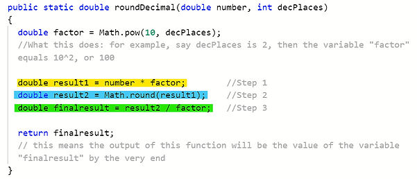 roundDec function steps more clear marke