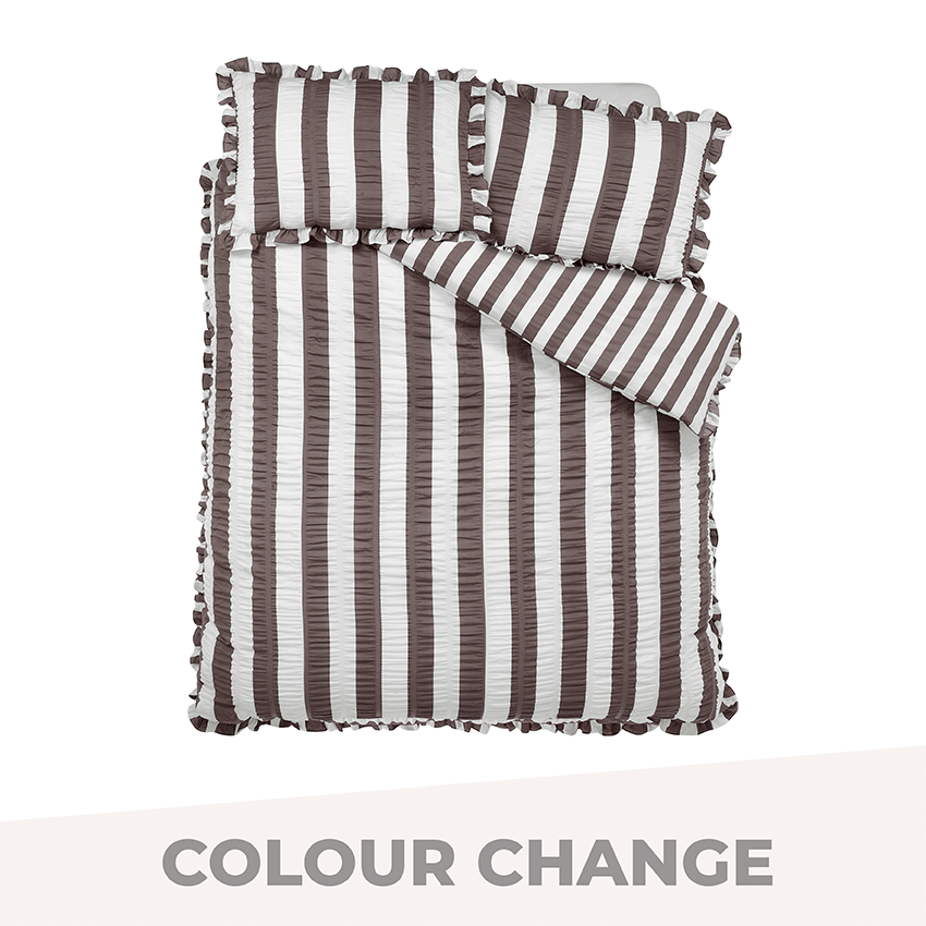Burgundy striped bedding