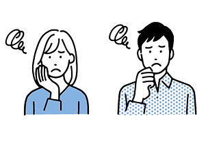 困り顔の男女
