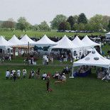 Series of event tents set up for sporting event