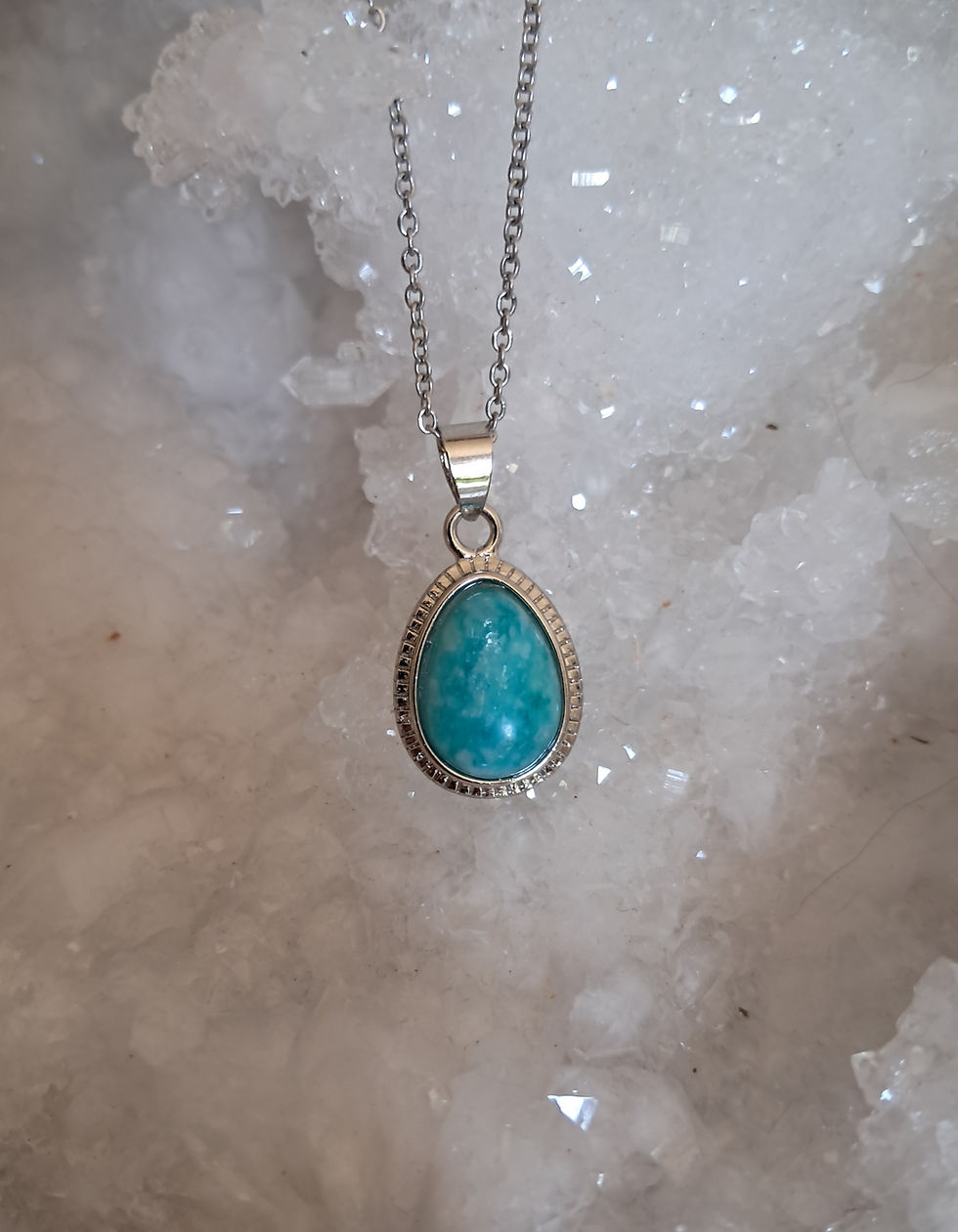 Pendentif goutte amazonite naturelle