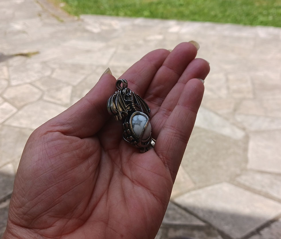 Miniature : Pendentif Sphère Dragon en Howlite