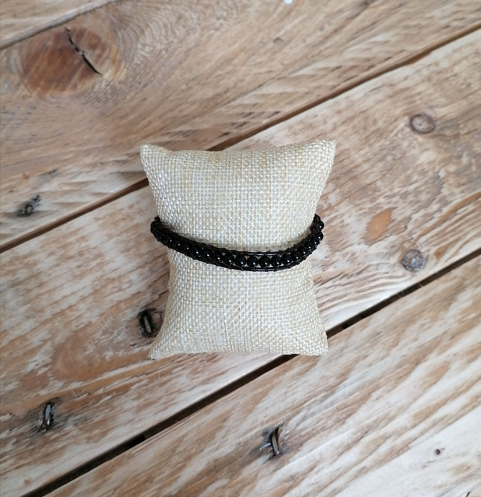 Bracelet Onyx et Cuir