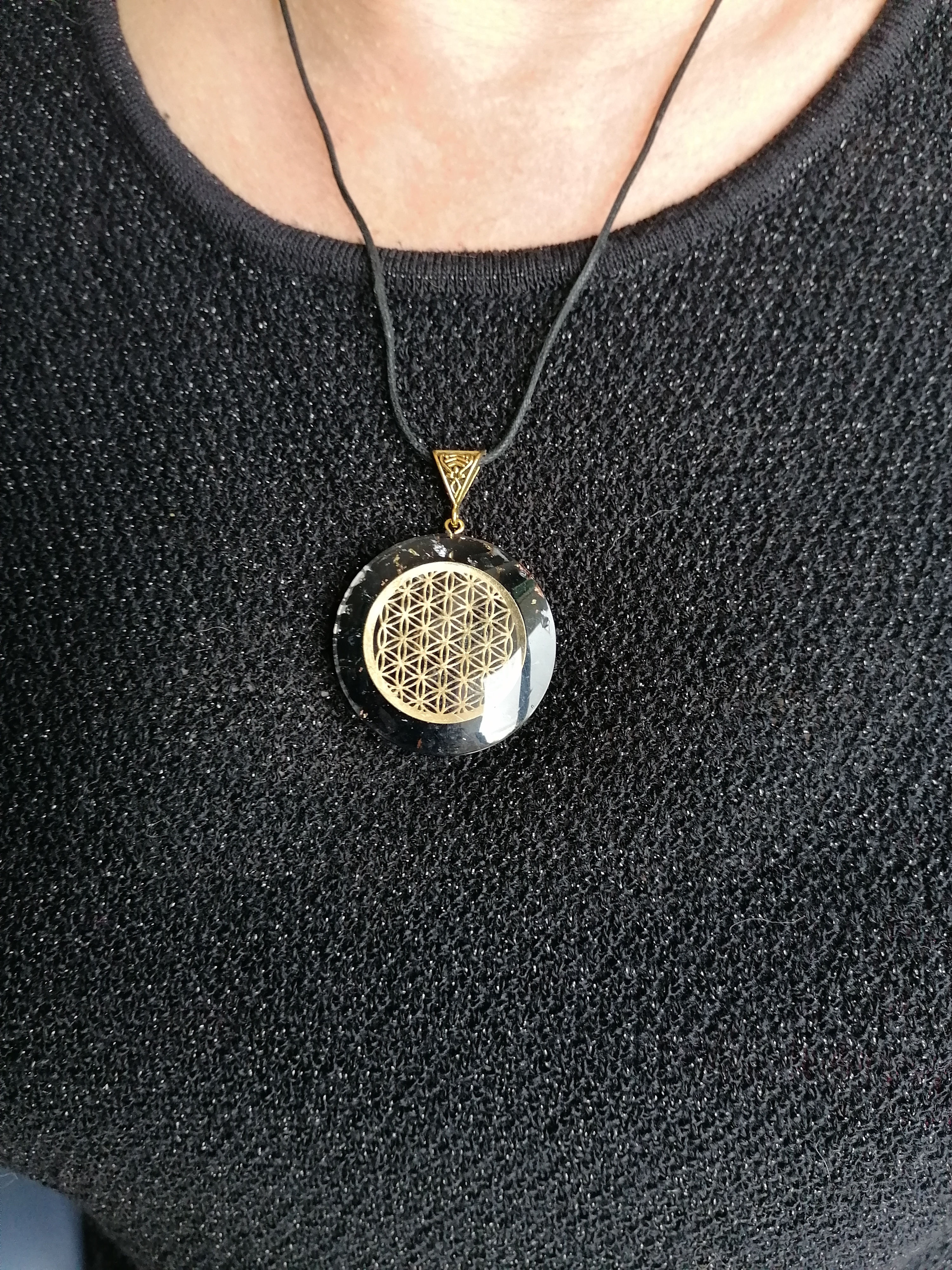 Pendentif Tourmaline Noire Orgonite