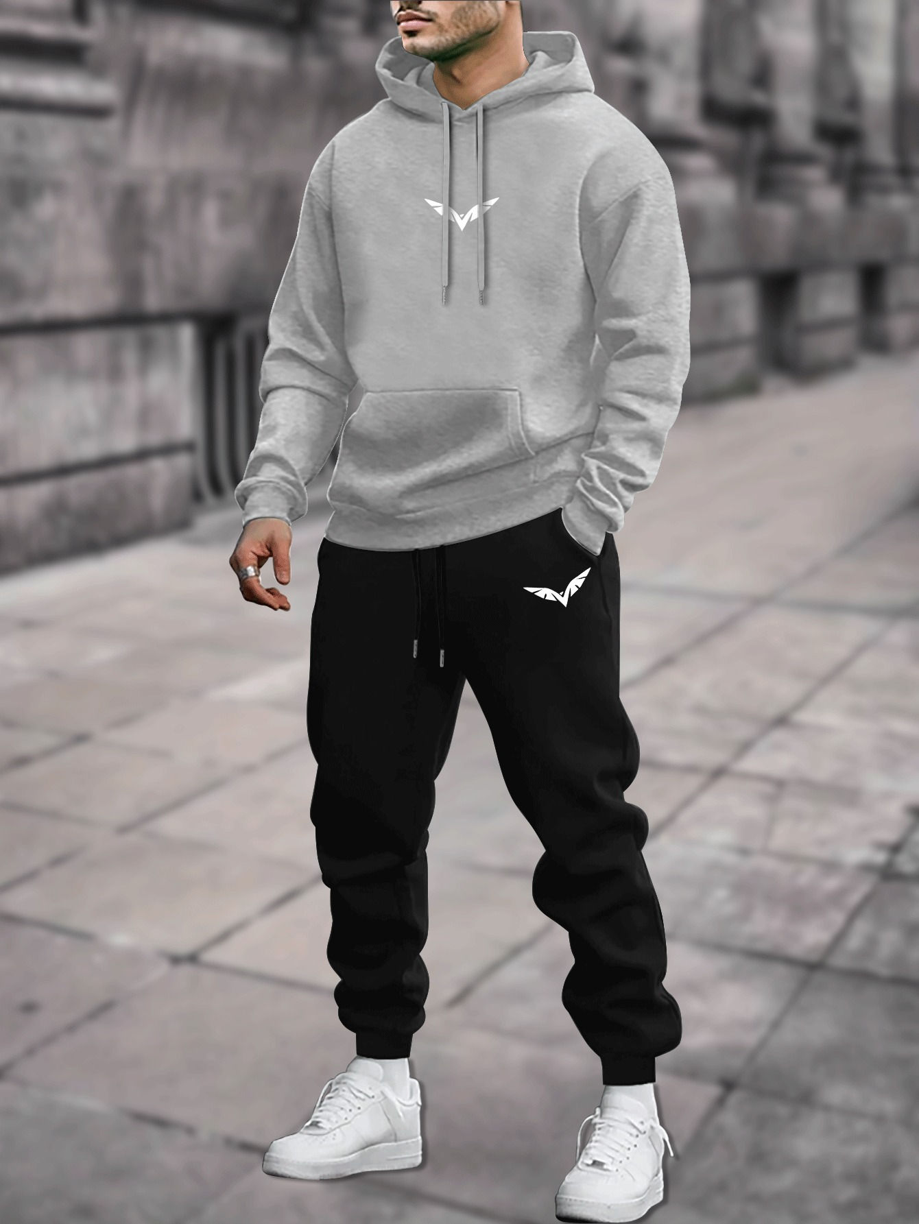 Conjunto esportivo casual masculino Urban Cool – Moletom com capuz e calças
