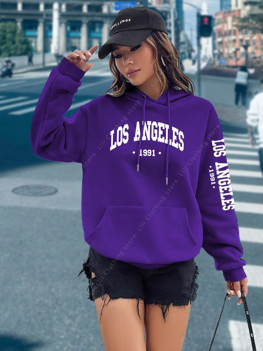 Miniatura: Ladies Clothes Aesthetic Hoodies Autumn Winter Los Angeles Tops High quality Swe
