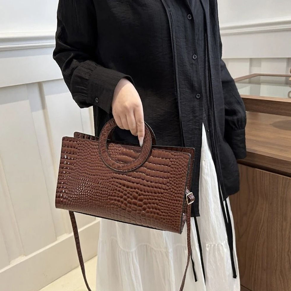 Miniatura: Bolsa Feminina Retrô Croco – Grande Capacidade, Elegante e Sofisticada