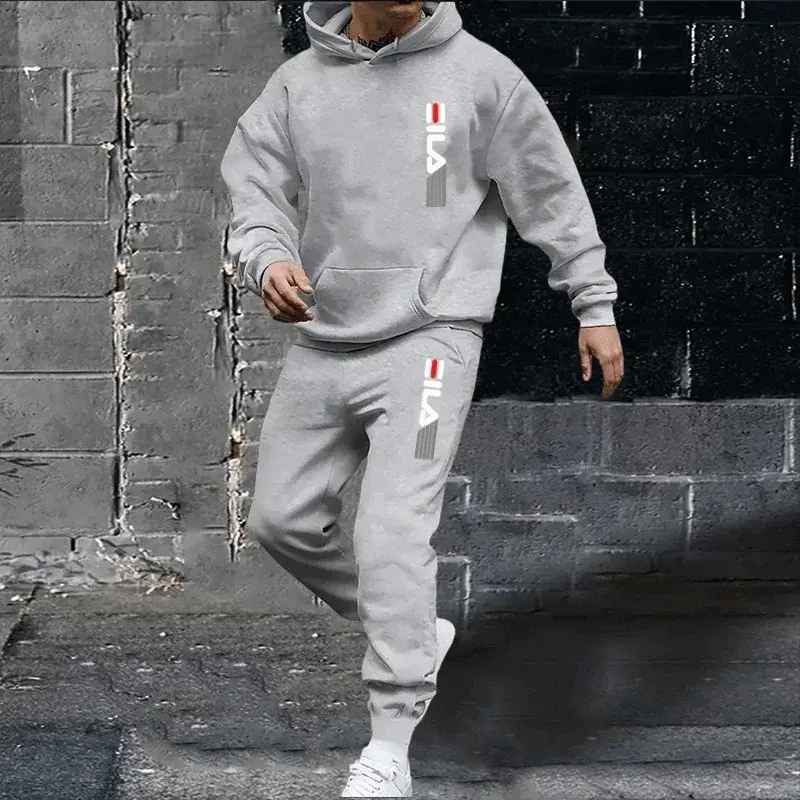 Miniatura: Nova primavera e outono masculino jogging moletom com capuz terno esportivo