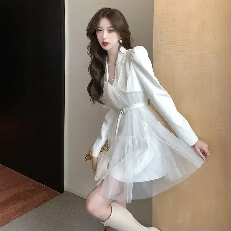 Miniatura: Splicing Female Dress Black White Elegant and Pretty Casual Youth One Pieces Kor