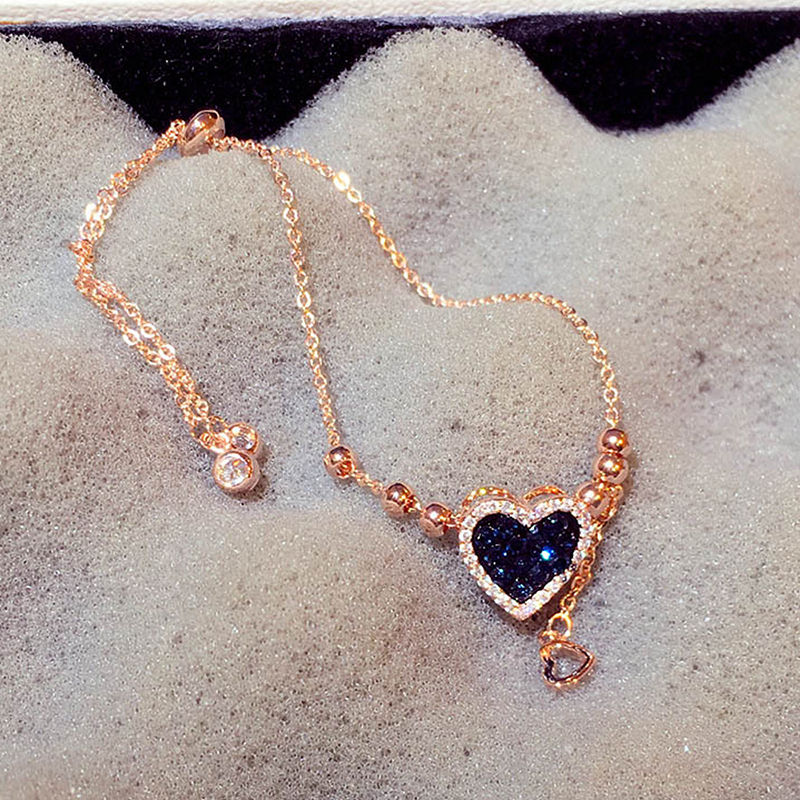 Miniatura: Pulseira Feminina Coração Cravejado com Zircônia Cúbica Super Brilhante