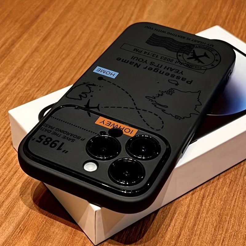 Miniatura: Capa para iPhone com Estampa Mapa-Múndi e Rota de Avião – Proteção Premium