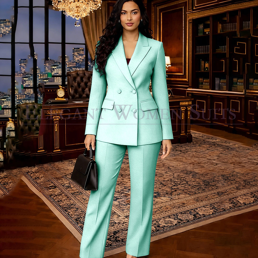 Miniatura: Burgundy Women's Suits Fashion Double Breasted Blazer High Quality 2 Piece Jacke