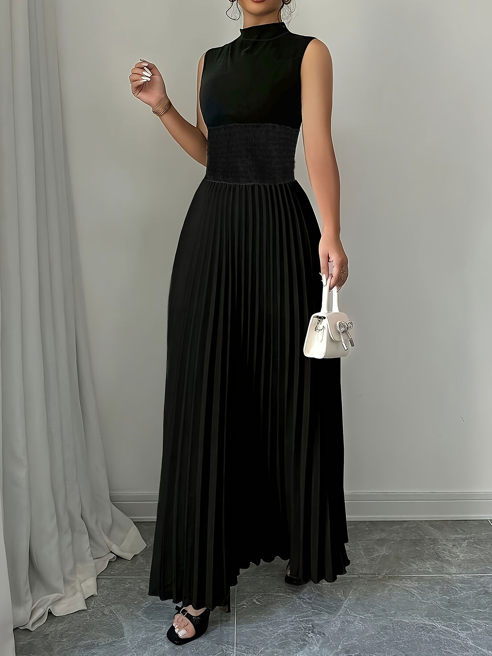 Miniatura: Vestido Longo Feminino Preto Boho Casual – Modelagem A-Line Maxi de Verão
