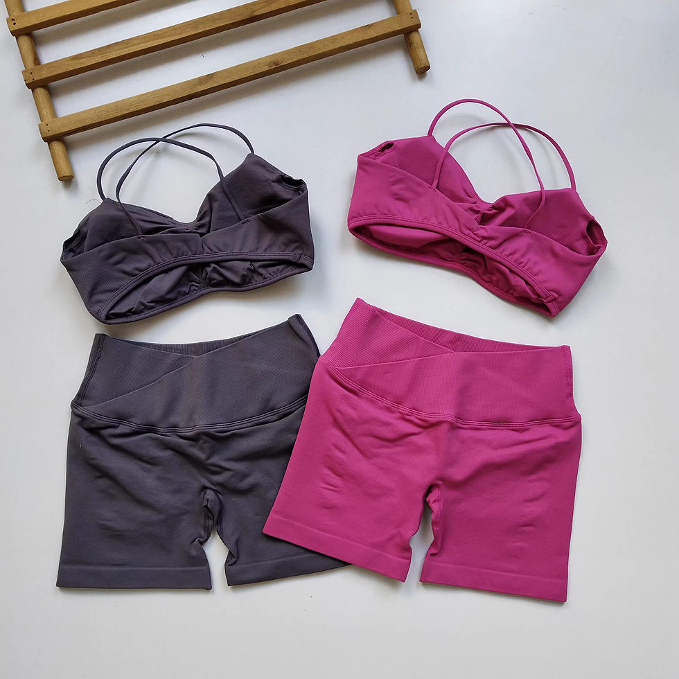 Miniatura: Conjunto Fitness Feminino 2 Peças – Top com Bojo e Costas Abertas