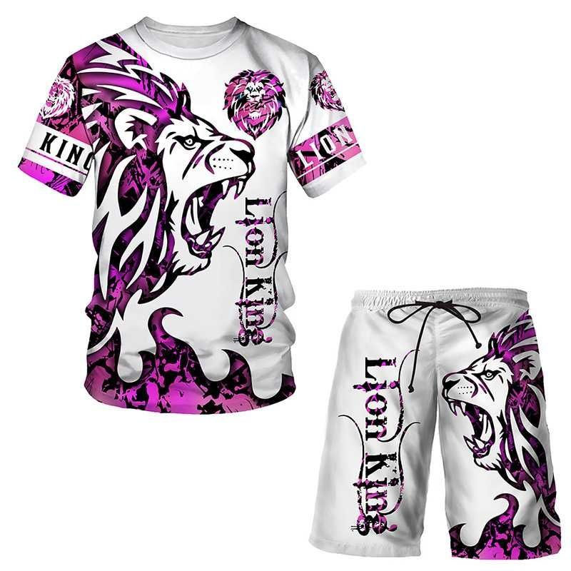 Miniatura: Verão novo masculino animal tigre roupas esportivas impressão 3d conjunto
