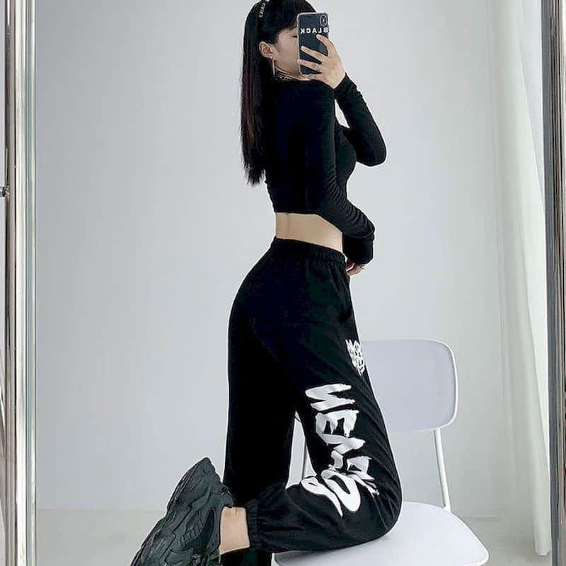 Miniatura: Jazz Women's Pants Printed Letter Casual High Street Y2k Pants Vintage Sweatpant