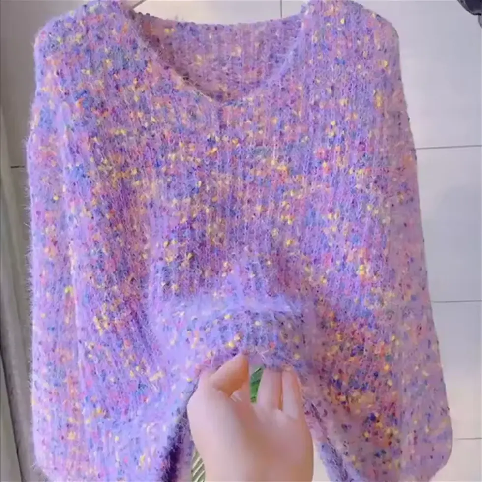 Miniatura: Blusa Feminina Tricô Coreano 2025 – Suéter Curto com Decote V, Estilo Casual