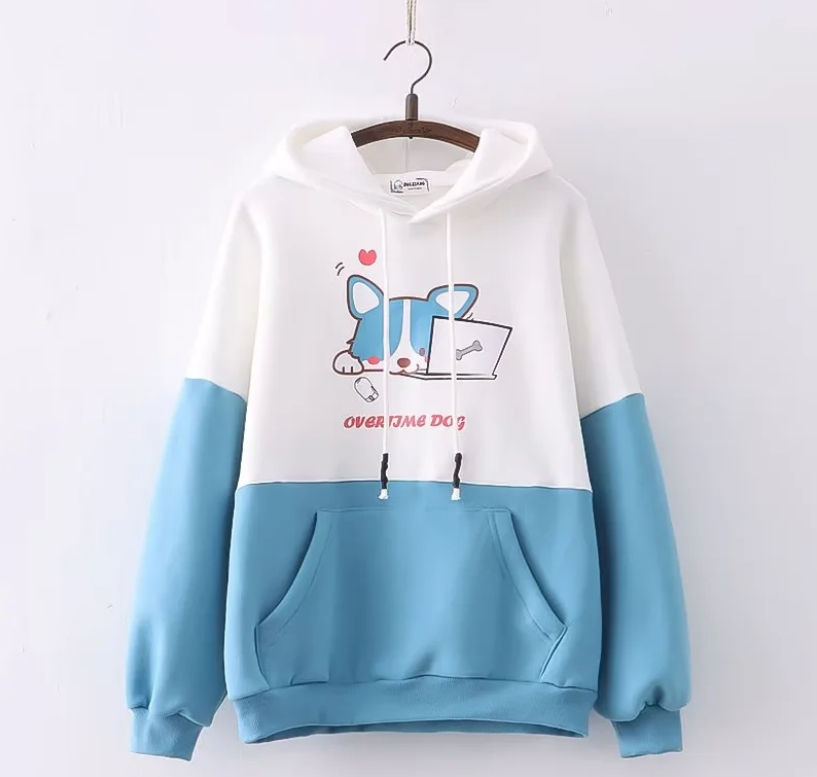 Miniatura: Harajuku Funny Women Hoodies 100% Cotton Winter Plus Fleece Cute Pink Anime Swea