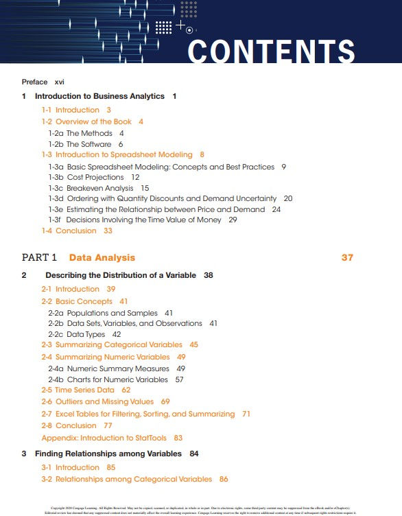 Thumbnail: Business Analytics: Data Analysis & Decision Making  7th Edition | Book Contents