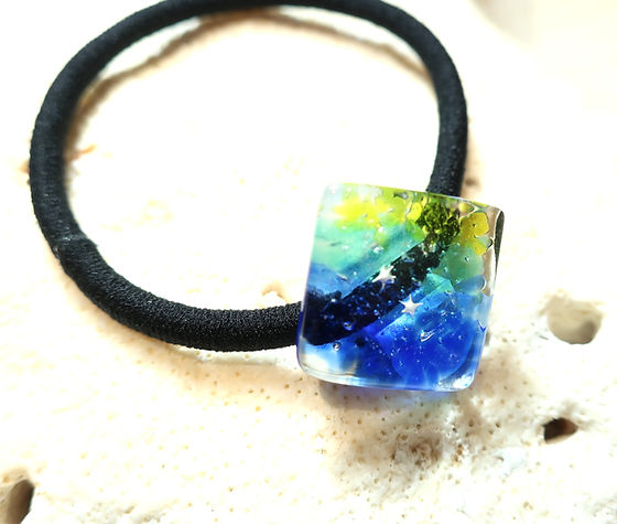 umi-1 ゴム入替できるヘアゴム 夏の海 | 星砂ガラス工房 沖縄