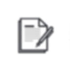Icon of a document with a pen representing custom order request process