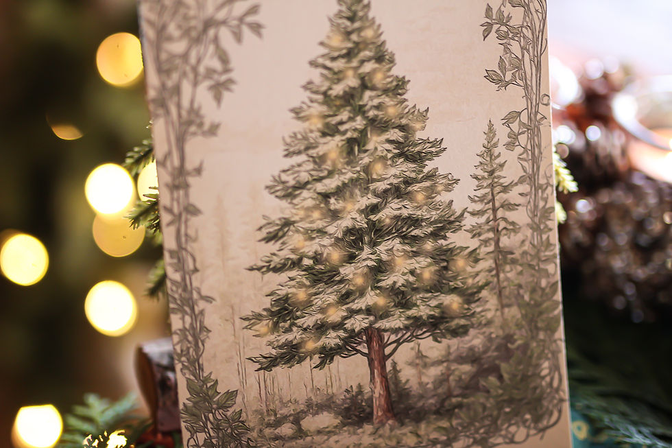 Thumbnail: print illustration fantasy dessin sapin noël yule hiver taverne forêt papier recyclé hobbit le seigneur des anneaux féerique