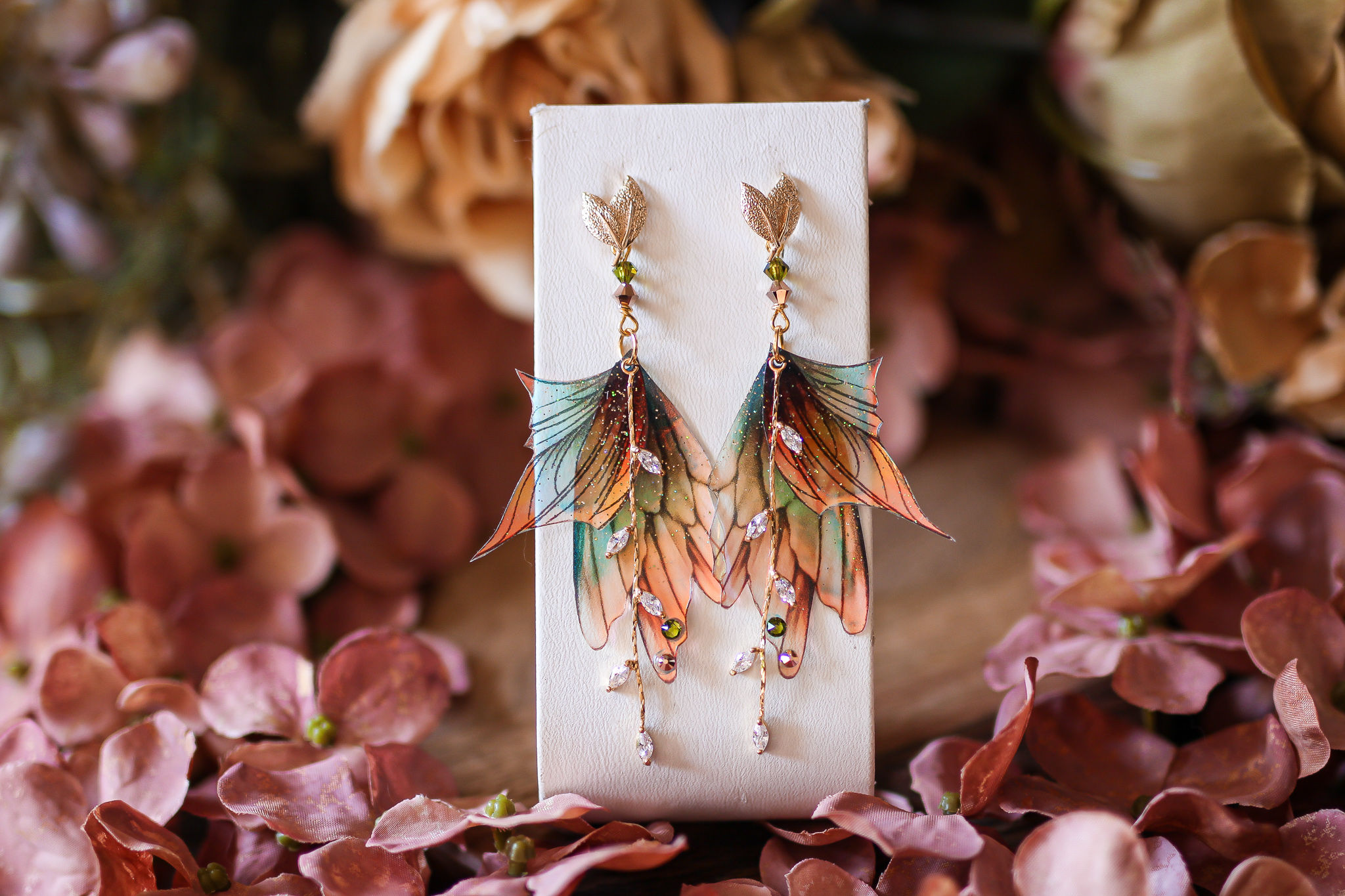 boucles d'oreilles bijoux ailes de fée elfe papillon sirène elfique fantasy féerique automne sorcière