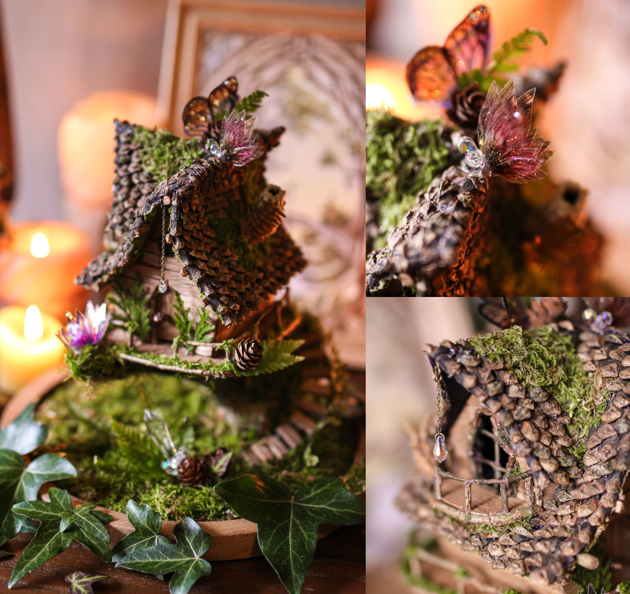 maison de fée la Comté en bois ailes de fée elfe papillon elfique fantasy forêt féerique sorcière