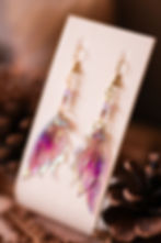 boucles d'oreilles bijoux ailes de fée papillon elfique fantasy féerique couleur automne rose et doré