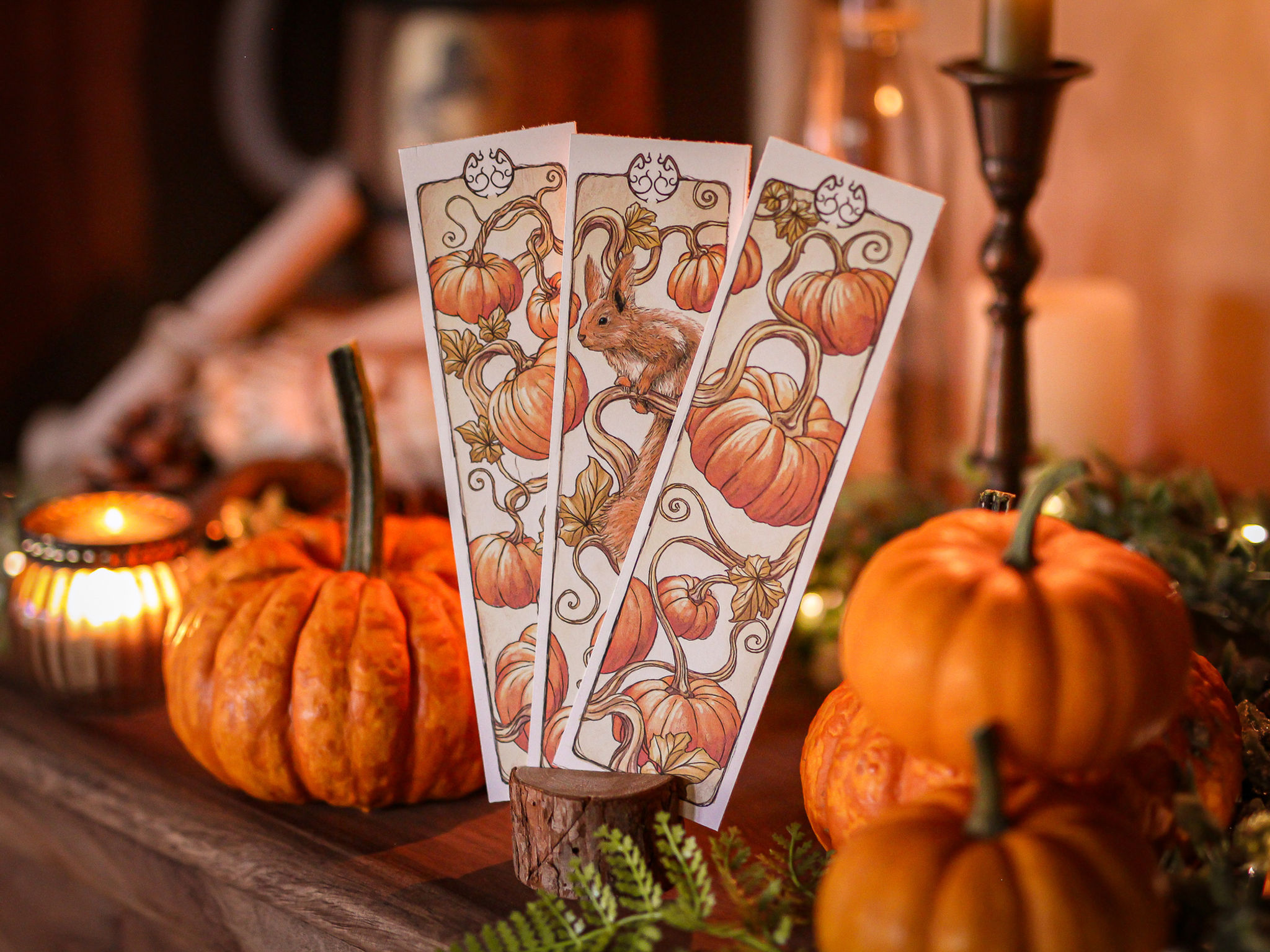 Marque-pages illustration fantasy dessin Citrouille automne cosy forêt papier recyclé le seigneur des anneaux féerique