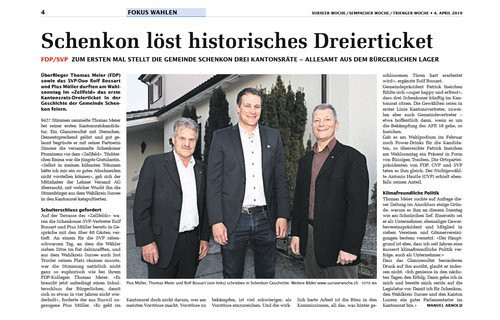 SCHENKON LÖST HISTORISCHES DREIERTICKET