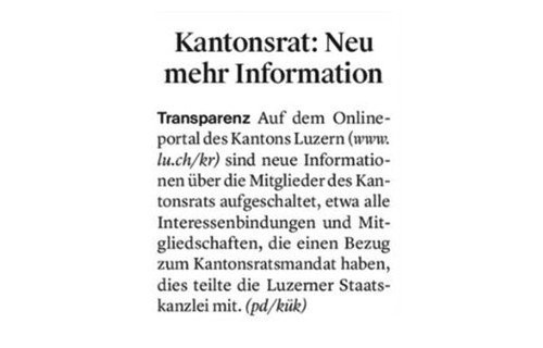 NEUE INFORMATIONEN ÜBER DIE MITGLIEDER DES KANTONSRATS