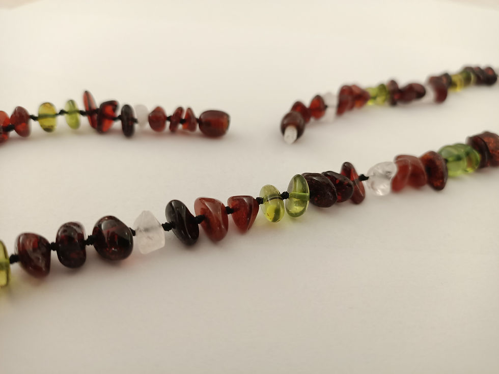 Küçük resim: Doğaltaş Konbinli Kehribar Yetişkin Kolyesi