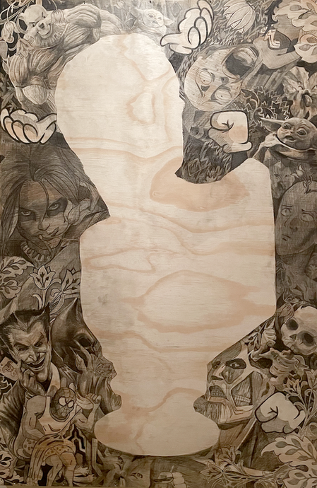 侯忠穎 石膏練習 (鬥士)Practice of Plaster Statue76x52cm素描畫版Pencilonboard2021.png