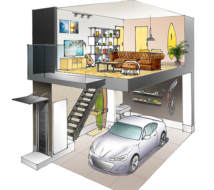 ガゼルスタイル（GAZELLE STYLE）ガレージハウスの構造、外観