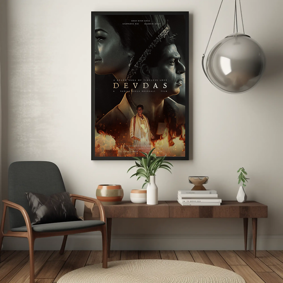 Thumbnail: Devdas and Paro’s faces in a split composition, Devdas burning things in the foreground.