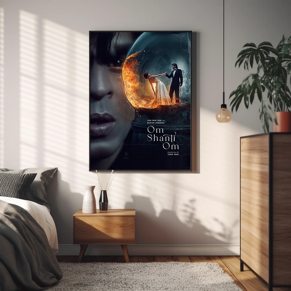 Snow globe with Om and Shanti inside, burning on one side.