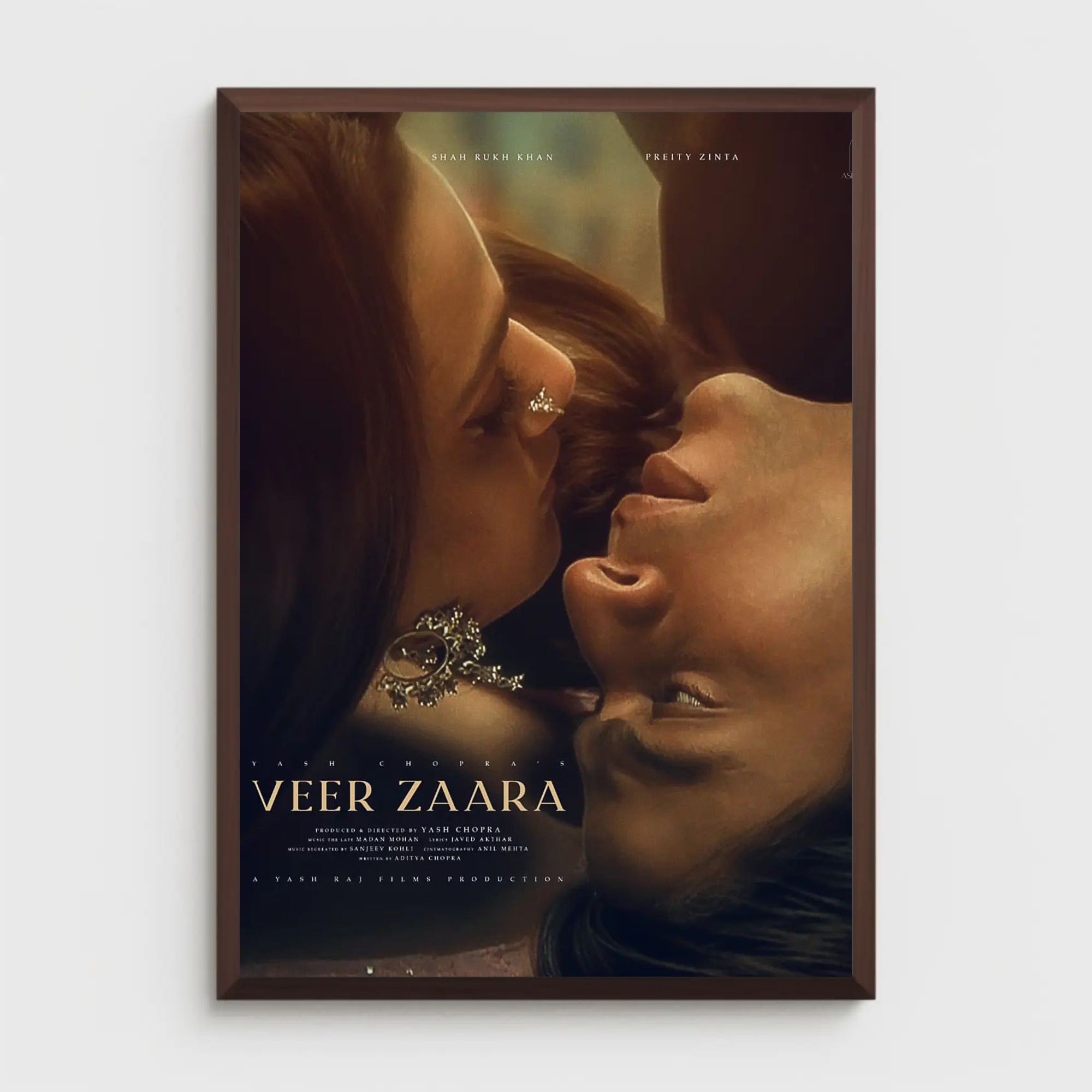 Close-up of Veer and Zaara, lost in a romantic moment of longing.