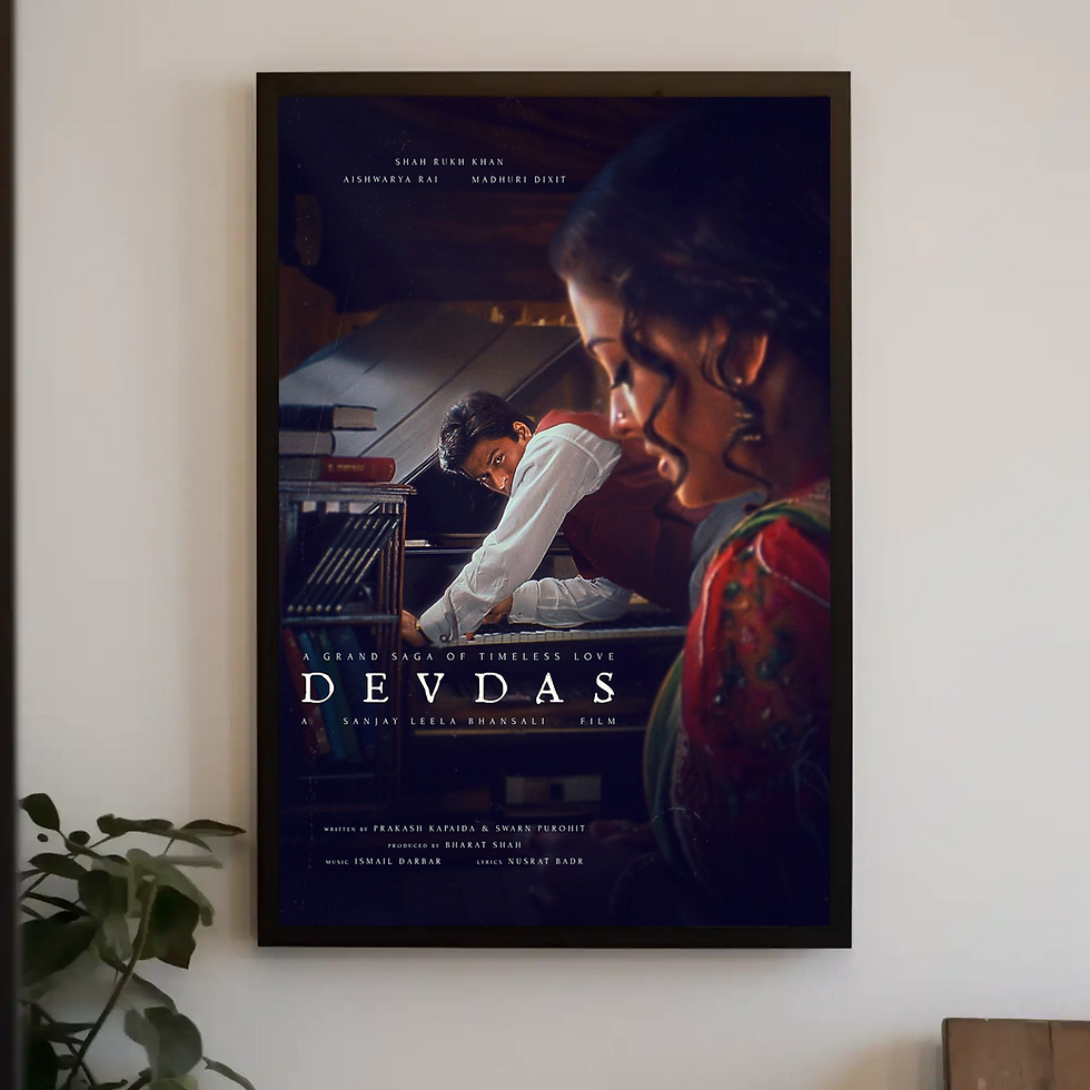 Thumbnail: Devdas leaning on a piano, Paro in the foreground, and his distant gaze in the background, symbolizing melancholy in the Boll
