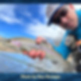person fly fishing and caught a trout.