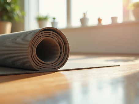 Textured yoga mat providing grip and comfort for beginner yoga practice