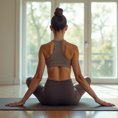 a person sitting on a yoga mat performing Paschimottanasana Seated Forward Bend with legs extended