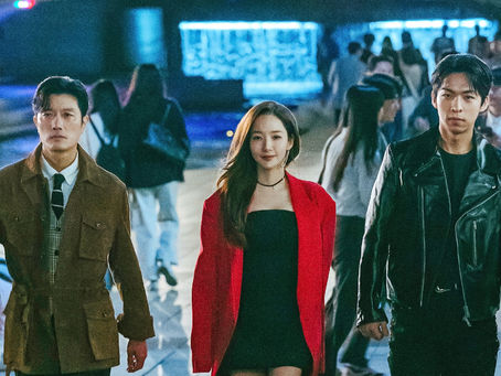 From L-R: Park Hee-soon, Park Min-young, and Joo Jong-hyuk in Confidence Queen (Image courtesy of Prime Video)