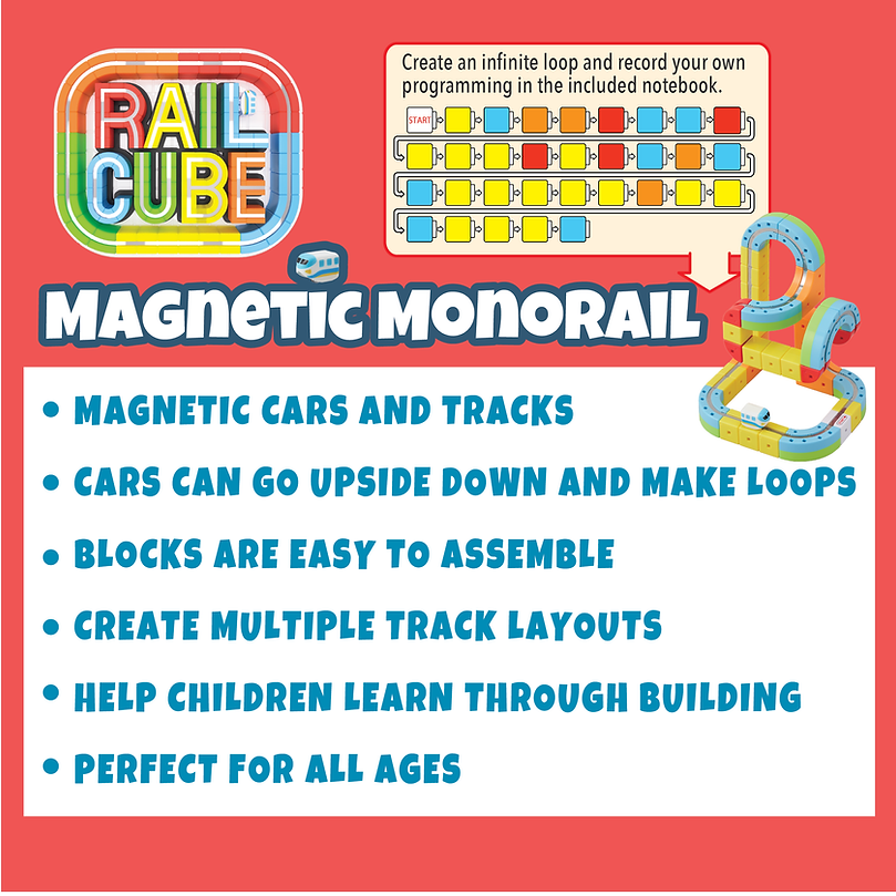 Thumbnail: Rail Cube Magnetic Monorail Starter Block Set - Sankyo Toys