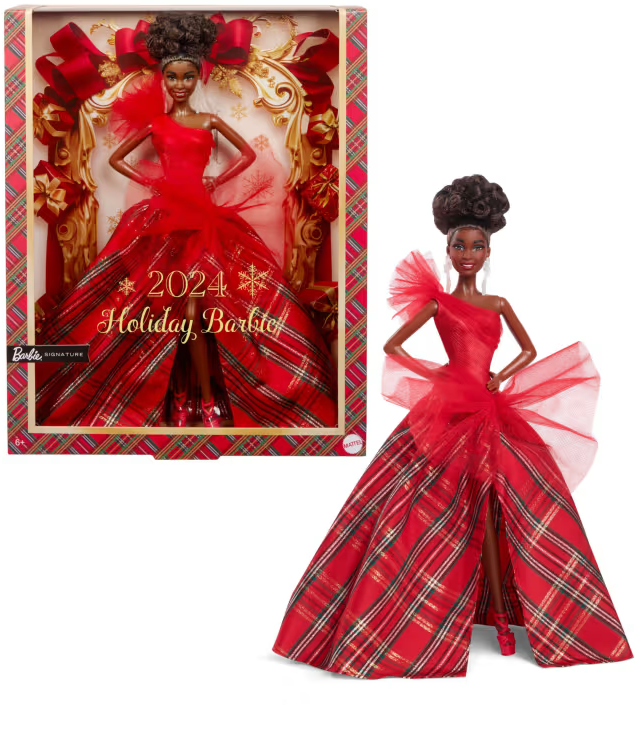 Barbie Signature 2024 Holiday Barbie, Brown Hair With Plaid Gown - Mattel